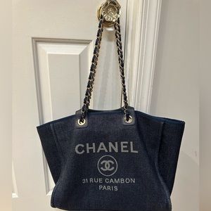Large Chanel Deauville Tote in denim